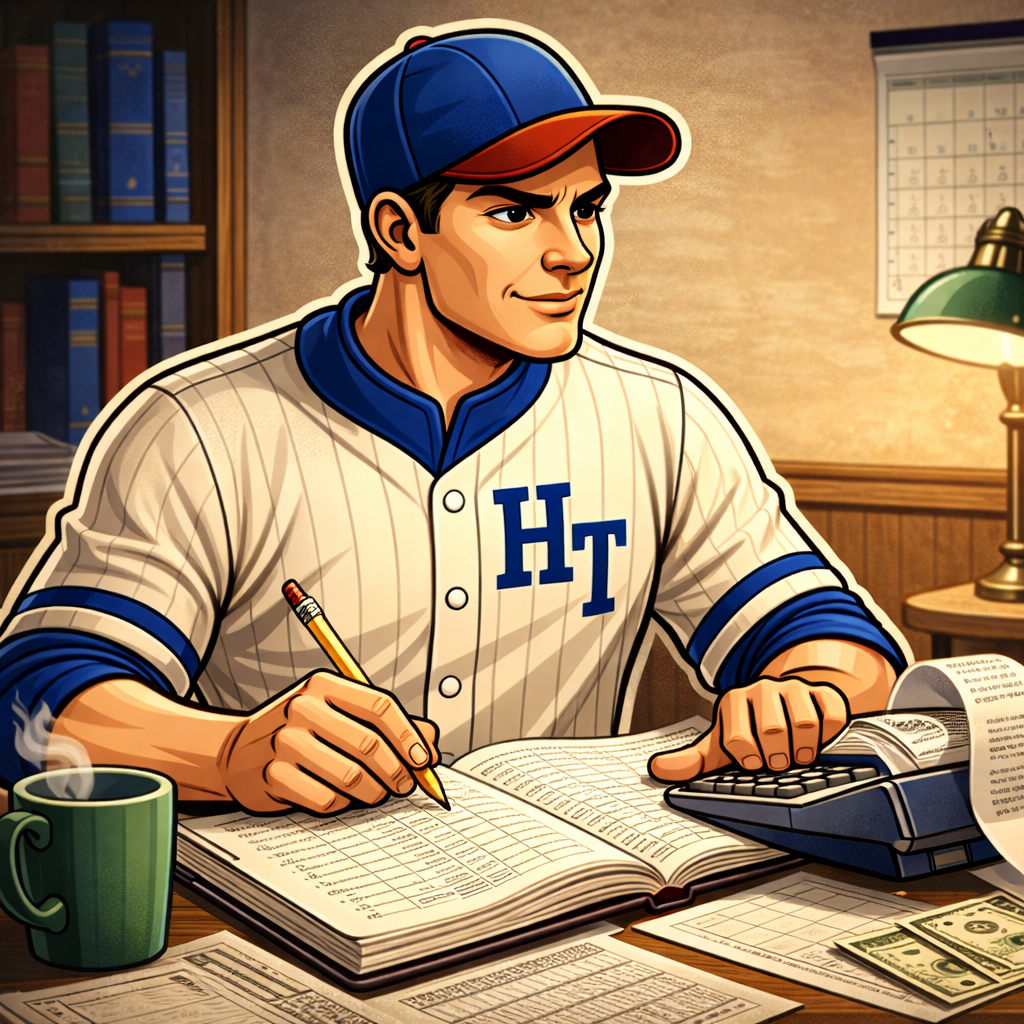 Vintage Baseball Player Bookkeeping