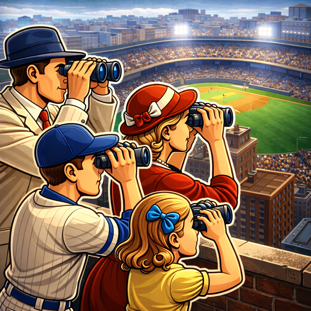 Vintage Family remotely watching game
